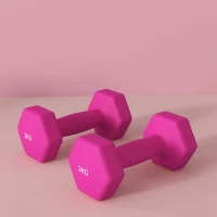 SPORTNOW Set de 2 gantere hexagonale cu mâner antiderapant pentru antrenament acasă, 2 x 3 kg, roz(m-4)