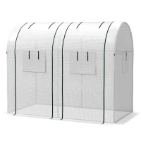 Outsunny Seră de grădină 1,8 m² seră pentru roșii 2 uși cu fermoar 4 ferestre cu fermoar acoperiș PE 135 g/m² alb(m-5)