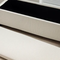 HOMCOM Banc de depozitare capăt de pat din catifea cordonată cu capac, pentru salon, dormitor, intrare, 112 x 42 x 40 cm, bej(m-3)