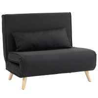 HOMCOM Poltrona 3 em 1 Sofá Cama Individual Dobrável com Encosto Ajustável em 6 Posições e Almofada 94x78x80 cm Preto