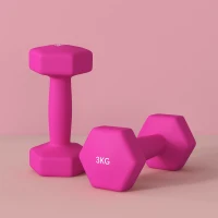 SPORTNOW Set de 2 gantere hexagonale cu mâner antiderapant pentru antrenament acasă, 2 x 3 kg, roz(m-5)