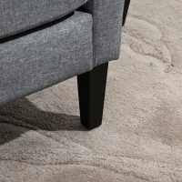 HOMCOM Fotoliu de o persoana, Fotoliu de relaxare, Fotoliu capitonat cu picioare din lemn, Material textil aspect de in, 66 x 72 x 74 cm, Gri deschis(m-5)