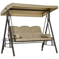 Outsunny 3-sits Hollywoodschaukel pentru gradina cu acoperis si perne confortabile(m-5)