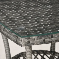 Set de mobilier de balcon Outsunny pentru 2 persoane, Set de scaune din ratan, Set de mobilier de grădină Polyrattan, Gri închis(m-3)