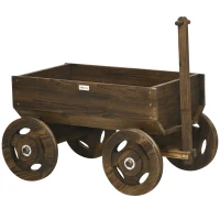 Outsunny pat de grădină înalt, design căruț din lemn, lac pe bază de vopsea, rezistent la intemperii, maro(m-6)