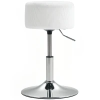HOMCOM Taburet, cu pernă, cu cadru metalic, aspect de catifea, înălțime reglabilă, 360° rotativ alb(m-1)