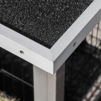 PawHut Clapier din lemn pentru iepure cu acoperiș din asfalt furajer tavă detașabilă și 2 uși 91 x 46 x 71 cm gri(m-3)