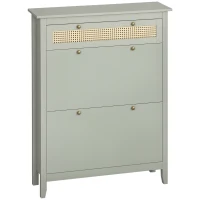 HOMCOM Dulap pentru pantofi în stil boem chic, cu aspect de răchită, verde apă(m-1)