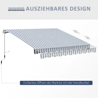 Outsunny Parasol cu Brațe Articulate Protecție Solară Manivelă Balcon Aluminiu Gri Alb 2,95 x 2,45 m(m-4)