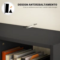 HOMCOM Libreria Moderna in Legno con Cassetto Centrale e Kit Antiribaltamento, 60x26x158 cm, Nero(m-5)