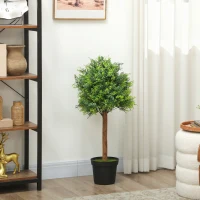 HOMCOM Plantă artificială Buxus 90cm, Plantă artificială în ghiveci de plastic pentru living(m-2)