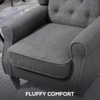 HOMCOM Teddy Fleece Retro Wingback Chair - Grey(m-6)