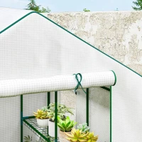 Outsunny Seră de grădină cu 1 ușă 2 ferestre rafturi 3 nivele pentru Legume Plante Flori Pânză PE 140 x 143 x 190 cm alb(m-5)