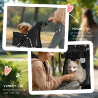 PawHut Hondenbuggy inklapbaar met bekerhouder zonnedak zwart(m-7)