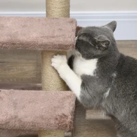 PawHut Arbore pentru zgârieturi, scara pentru animale de companie, 3 trepte, minge de joc, până la 5 kg, 45x40x48cm, Maro(m-4)