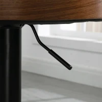 HOMCOM Scaune de Bar Set 2 buc., Scaun de Bar Tapitat din Oțel și Lemn Masiv, Înălțime Reglabilă pentru Bucătărie cu Suport pentru Picior, Rotativ 360°, Scaun de Bar pentru Bucătărie, Sufragerie, Sală de Mese, Negru+Cafea(m-5)