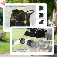 PawHut Hondenbuggy inklapbaar met bekerhouder zonnedak zwart(m-6)