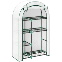 Outsunny Mini solar, solar cu patru niveluri cu acoperire din plastic, portabil, ușă rulabilă, 100 x 45 x 160 cm, alb(m-7)