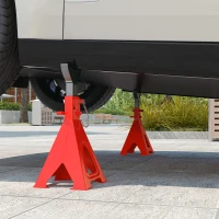 HOMCOM Set de 2 cricuri auto, cricuri de ridicare capacitate 6 tone, înălțime reglabilă 375-592 mm, boltă de siguranță roșu(m-3)