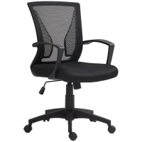 HOMCOM Scaun birou fauteuil birou cu șezut și spătar din plasă respirabilă înălțime reglabilă 62 x 60 x 92-102 cm negru(m-6)