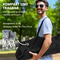 Outsunny Fotoliu 2 locuri pliabil fotoliu de camping cu brațe buzunar lateral până la 240kg capacitate de încărcare Gri(m-4)