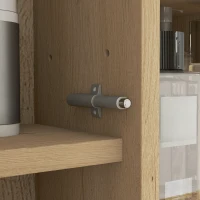 HOMCOM Dulap de perete baie cu oglindă, 52 x 24,5 cm cu 6 compartimente deschise și raft reglabil, stejar(m-5)