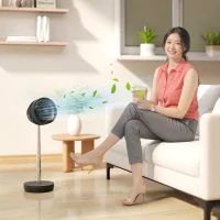 HOMCOM Ventilator de birou cu telecomandă și baterie reincarcabilă, alimentat de USB, inclinație și înălțime reglabile, negru(m-2)