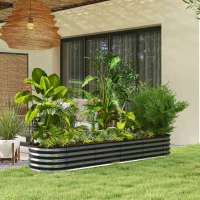 Outsunny Grădiniera ridicată pătrată pentru grădină din oțel modular pentru legume, plante, flori, dim. 240 x 62 x 30cm(m-2)