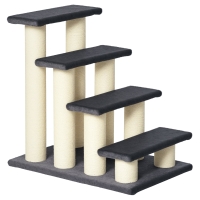 PawHut Hundetreppe 4 Scări 59 cm Înălțime Scara pentru pisici și câini Scările pentru câini Cale de acces pentru pat, canapea, fotoliu Gri