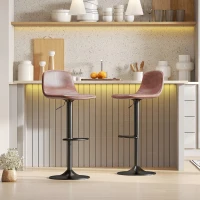 HOMCOM Set 2 Scaune Inalte Reglabile 360° cu Spatar si Suport pentru Picioare pentru Bucatarie Bar sau Sufragerie 40,5x44x84-104 cm Maro(m-2)