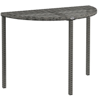 Outsunny Masa de balcon, semi-rotundă, din poliratan metal, 100x50x74 cm, Gri