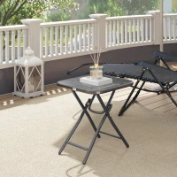 Outsunny Masă de cafea pătrată de bistro pentru grădină 45 x 45 x 50 cm pliabilă metal negru blat sticlă temperată negru(m-5)