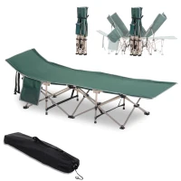 Outsunny Pat de camping pliant, cadru ușor, greutate maximă 150 kg, 190 x 68 x 52 cm, verde, cu geantă de transport.(m-5)