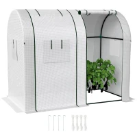 Outsunny Seră de grădină 1,8 m² seră pentru roșii 2 uși cu fermoar 4 ferestre cu fermoar acoperiș PE 135 g/m² alb(m-1)