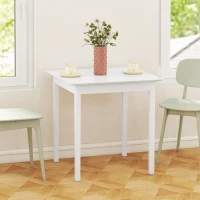 HOMCOM Masă de Bucătărie Masă Pătrată, design modern, 75 cm x 75 cm x 76 cm, Alb(m-4)