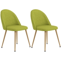 HOMCOM Set de 2 Scaune de Comedor cu Material din Lino cu Picioare din Oțel Suport 120 kg 50x52x83 cm Verde
