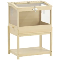 PawHut Cușcă pentru hamster din lemn înaltă cu raft de depozitare capac deschis 83,2 x 50 x 103 cm efect de lemn natural(m-11)