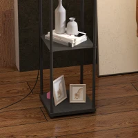 HOMCOM Lampadar de salon cu rafturi, abajur din material textil, comutator cu lant pentru salon, camera de dormit(m-4)