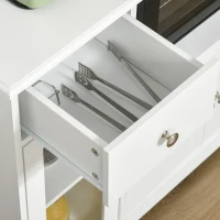 HOMCOM Dulap pentru cuptor cu microunde, bufet bucătărie, dulap de depozitare, pentru bucătărie, sală de mese 90 x 40 x 82 cm sticlă securizată și lemn, alb(m-3)