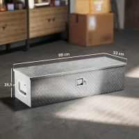 HOMCOM Cufăr pentru unelte pentru remorcă cutie de depozitare din aluminiu mânere late și antiderapante 99 x 33 x 25,5 cm argintiu(m-3)