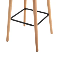 HOMCOM Taburete de Bar Design scandinav - Set de 2 taburete de Bar Mare Confort cu Suport pentru Picioare și cotiere - Lemn masiv In Bej(m-5)