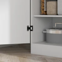 HOMCOM Armoire de cuisine buffet de salle à manger cu 4 uşi 6 rafturi de depozitare stil modern 76 x 40 x 177 cm alb(m-5)