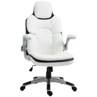 Scaun de birou ergonomic Vinsetto cu suporturi pentru brațe rabatabile, scaun de birou cu înălțime reglabilă și funcție de balans, scaun căptușit gros cu suport pentru brațe reglabil 69 x 67 x 113-121 cm(m-1)