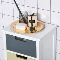 HOMCOM Comodă din Lemn cu 5 Sertare Comodă Auxiliară de Depozitare cu Picioare Înalte Stil Modern pentru Dormitor Sufragerie Baie 35x28x90,5 cm Multicolor(m-3)