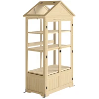 Outsunny Seră, cu Raft, Fereastră Acoperiș, Ușă Închidere, Acrip, Cadru din Lemn, 100 x 56, 5 x 178 cm(m-1)