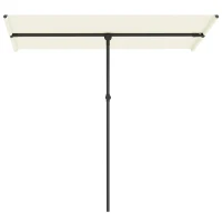 Outsunny Umbrelă de soare 180 de grade rotativă, înălțime reglabilă, umbrelă de grădină cu stâlp de aluminiu 150x205 cm Bej(m-6)