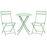 Outsunny Set de Mobilier de Grădină pentru 2 Persoane Masă Bistrou cu 2 Scaune pentru Curte Grădină Pliabil Verde