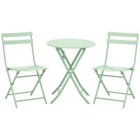 Outsunny Set de Mobilier de Grădină pentru 2 Persoane Masă Bistrou cu 2 Scaune pentru Curte Grădină Pliabil Verde(m-1)