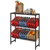 HOMCOM Raft depozitare, ajustabil în înălțime, metal stabil, design compact, capacitate de încărcare 210 kg, Negru(m-5)