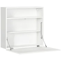 HOMCOM Birou suspendat birou de perete cu tavă pliabilă și 3 compartimente - 64 x 20 x 60 cm - alb(m-1)